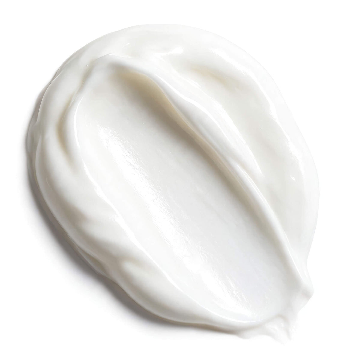 Swatch of Plump & Firm Super Peptide Cream, a thick white cream swirled on a white background.