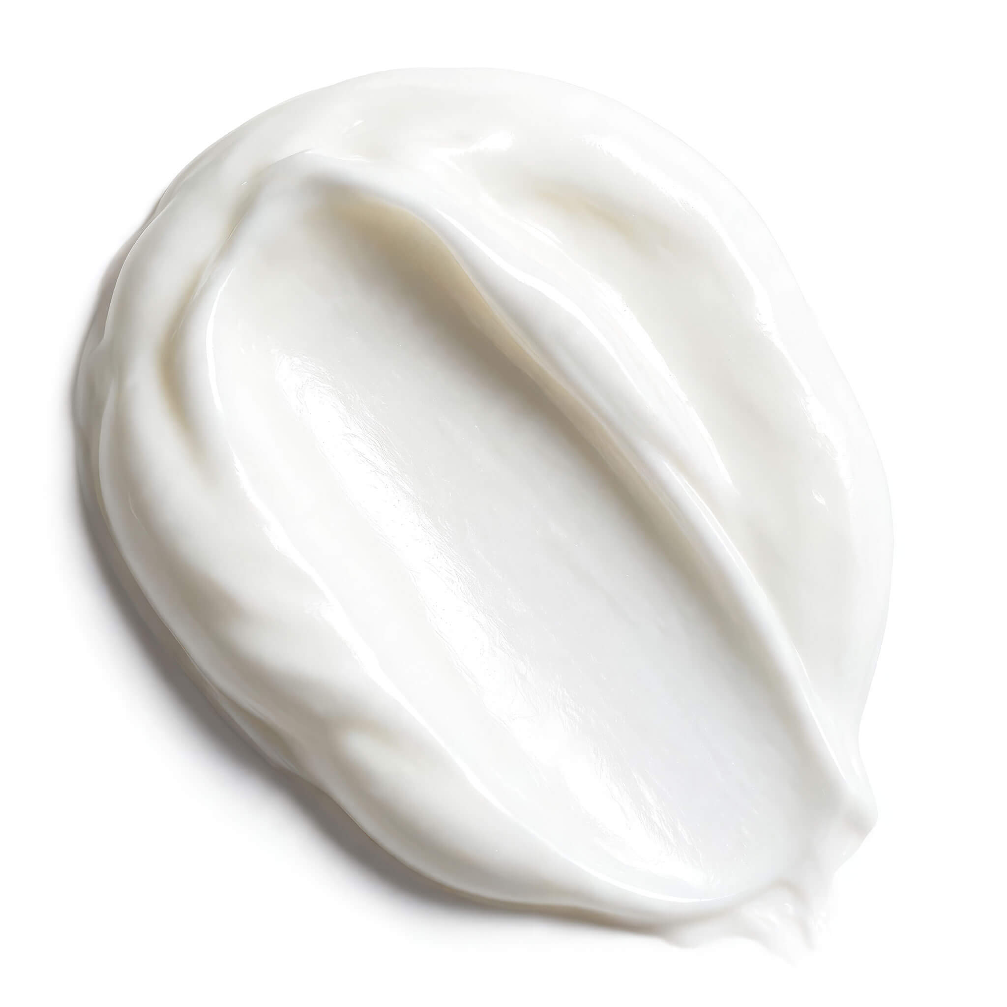 Swatch of Plump & Firm Super Peptide Cream, a thick white cream swirled on a white background.